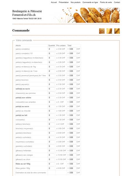 Formulaire de commande